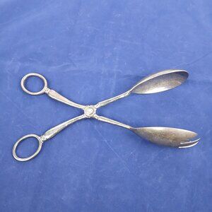 Vintage EP Zinc Alloy Silver Plated Salad Tongs Serving Tongs Made in Italy